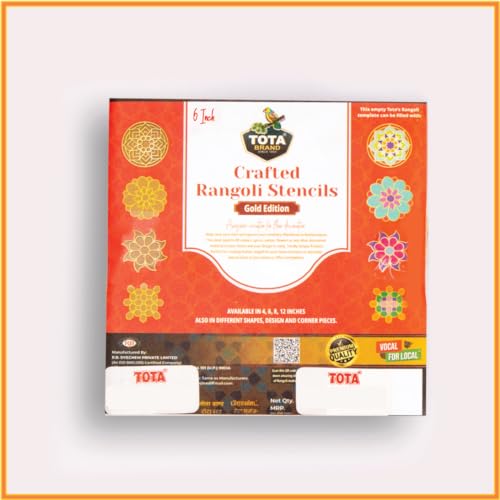Image of TOTA Rangoli Stencil - Set of 2 Rangoli Colours + 1 MDF Stencils 6X6 inch | Reusable 3D Rangoli for Diwali Home Decoration Navratri Pongal Onam Puja