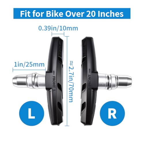 Image of Chooee Bike V-Brake Pads, Bicycle 70mm Brake Blocks Set, 2 Pairs Universal Brake Shoes