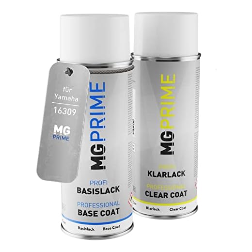 MG PRIME Pintura para motos Set de aerosoles para Yamaha 16309 Blue Metallic Pintura base pintura transparente, bote de spray de 400 ml