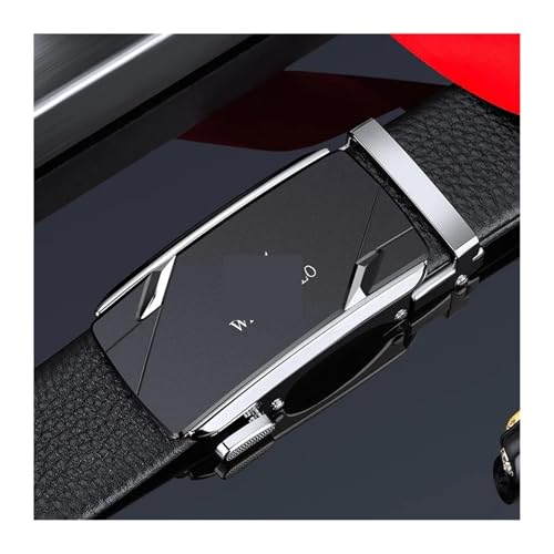 Genuine Leather Men's Business Belt, High-end Automatic Buckle Formal Versatile Belt(130cm,Silver)3