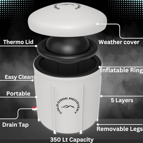 Cold Code Recovery Ice Bath Tub with lid Cold Water Therapy Tub for Recovery and Cold Plunge Portable Ice Bath Plunge Pool Pod Ice Bath Outdoor UK Brand (Grey)