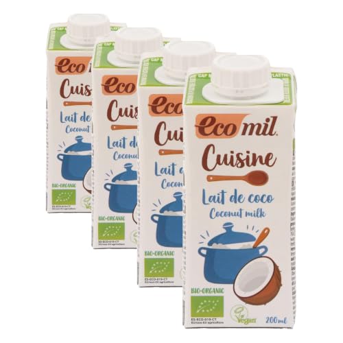 Crema para cocinar de coco cocina orgánica 200ml Ecomil (Paquete de 4)