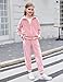 Zaclotre Girls' Clothing Sets Velour Sweatsuits Zipper Up Sweatshirt and Sweatpants Kids Fall Fashion Outfits Pink 8-9Y