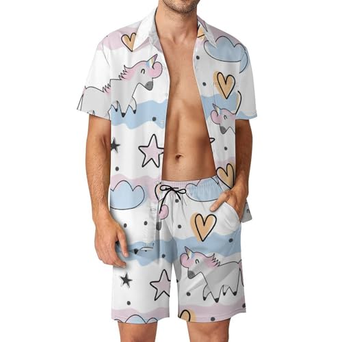 Chemise Hawaïenne Homme Licorne Ensemble de Plage Idéal pour vos Vacances d'Été