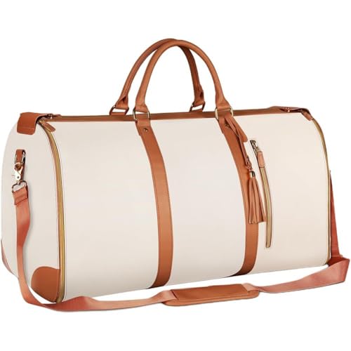 Convertible Carry on Garment Bag for Women, Leather Garment Bags for Travel 2 in 1 Hanging Suitcase Suit Bag for Women Travel Bags
