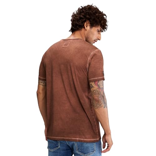 Image of Spykar Men's Slim Fit Round Neck Half Sleeve Solid Casual T-Shirt