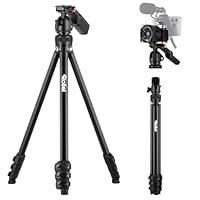 Rollei Compact Creator Stativ Kamera, 152cm Reisestativ aus Aluminium Leicht & Platzsparend Fotostativ mit Integrierte Handy-Halterung & Fernauslöser für DSLR & Handy, Kamera-Stativ-Reisestativ-Tripod
