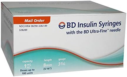 BD Ultra-Fine Insulin Syringes 31G 1cc 5/16″ 90/bx