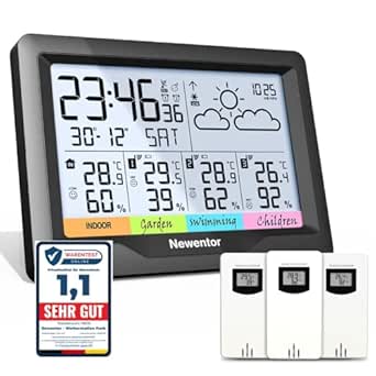 Newentor Wetterstation mit 3 Außensensoren und Wettervorhersage