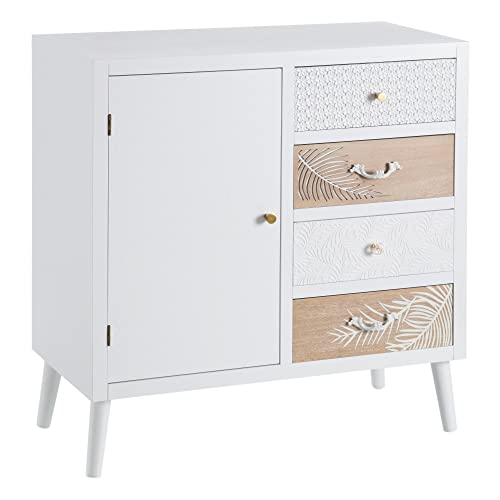 LOLAhome Aparador, Pino, Blanco, 80 x 40 x 80 cm