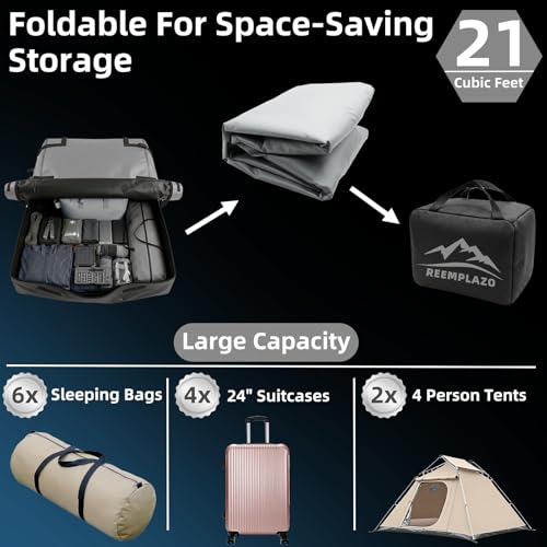 Car Roof Rooftop Cargo Carrier Bag Waterproof Luggage Storage 21 Cubic Feet, Soft Shell Large Roof Top Cargo Bag Heavy Duty Travel for SUV Pickup Truck with/Without Roof Racks (Black Gray) by reemplazo - Used condition - Image 7