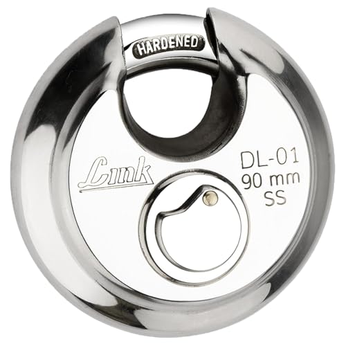 Image of Link Hi-Tech 90mm Round Padlock | Stainless Steel Body | Hardened Shackle | 3 Silver Keys with Hi-Tech Nickle | | Made in India, Pack of 2