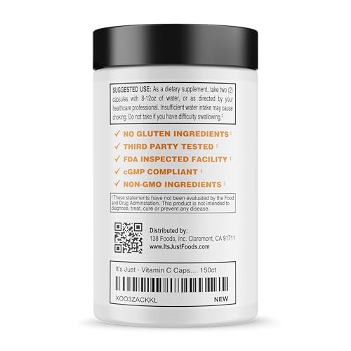 Vitamin C Ascorbic Acid 1000mg Daily Supplement for Immune Support, Healthy Living, 150ct Veggie Capsules