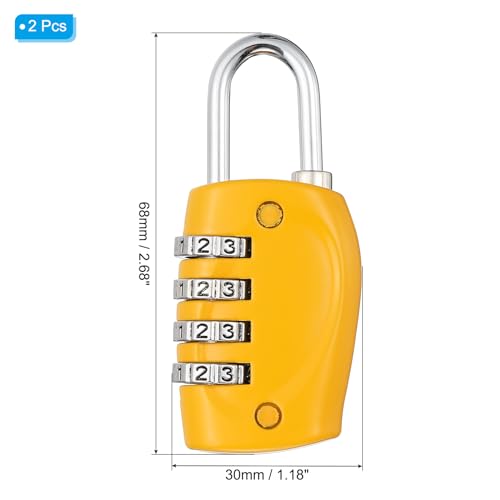 Image of PATIKIL Combination Lock, 2Pcs 4 Digit Outdoor Padlock Waterproof Locker Lock for Luggage Suitcase, Gym Locker, Fence, Filing Cabinets, Toolbox, Gate, Yellow