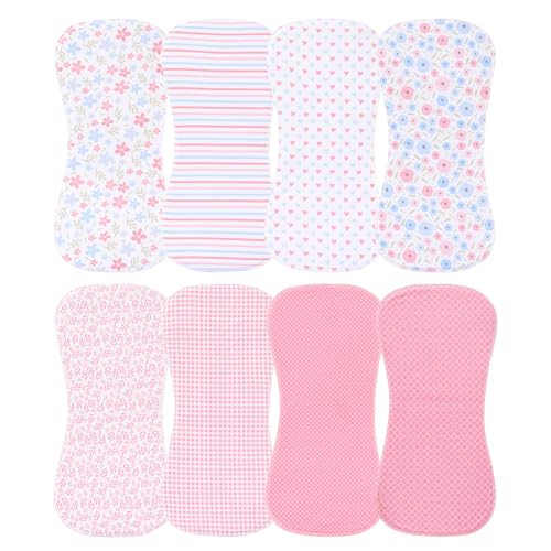 Image of lazyrhino 8 Pack Baby Burp Cloths, Unisex for Boys and Girls, Super Absorbent and Soft Towel,Solid Color (Pink-lht)