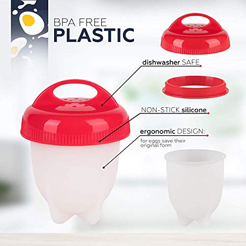 Non-stick Silicone Egg Cooker – Hard Boiled Egg Cooker for Boiling Eggs without Shell – Hard & Soft Boiled Egg Cooker - Pack of 6