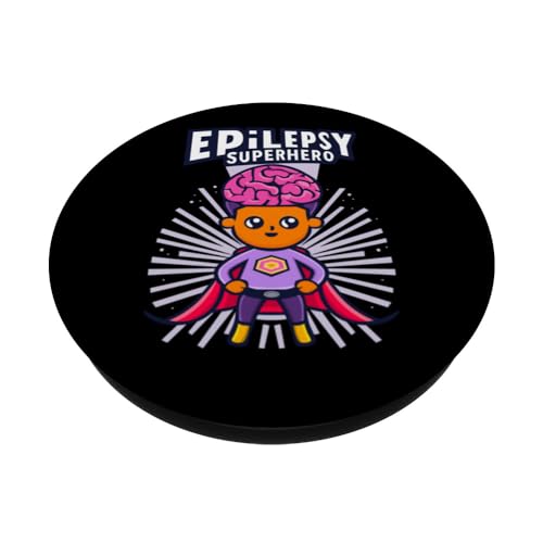 Epilepsy Superhero, my brain is something special! PopSockets Swappable PopGrip, Black - Image 2