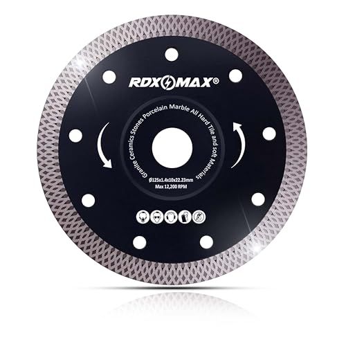 RDXMAX ® 125mm Diamond Cutting Discs for Angle Grinder, Super Thin Fast, Clean Cut on Porcelain, Granite, Marble, Concrete
