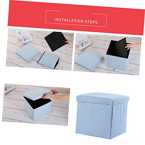 Tabouret de rangement tissu Cabilock bleu ciel pour gagner de la place