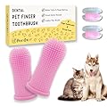 PawsOnly | Dog Toothbrush | Cat Toothbrush | Set of 2 with Storage Cases | Dog Finger Toothbrush | Cat Dental Care | Dog Teeth Cleaning Products | Nontoxic Silicone Dog Plaque Remover (Pink)