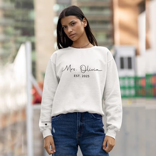 GODMERCH Custom Embroidered Mrs Sweatshirt - Future Mrs Hoodie, Bride Sweatshirts, Gifts for Her Wedding Bride to Be Engagement Bridal Shower Bachelorette Party4