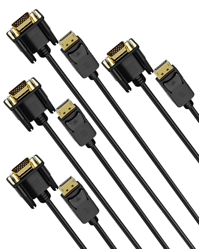 DisplayPort to VGA Cable Male to Male 3FT, 4 Pack