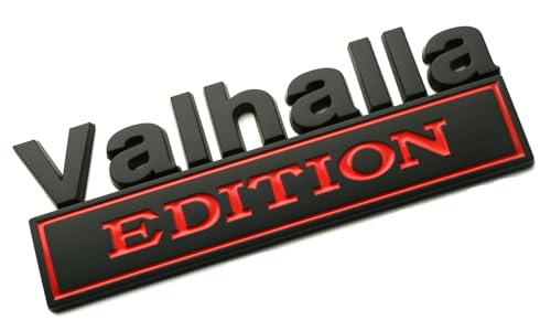 Image of 2pcs 7 inch Vikings Valhalla Edition Auto Emblems Truck Badge 3D Car Bumper Sticker Valhalla Edition Badges Decals Replacement Universal SUV Side Rear Trunk Door Viking Seasons (2, Red Black)