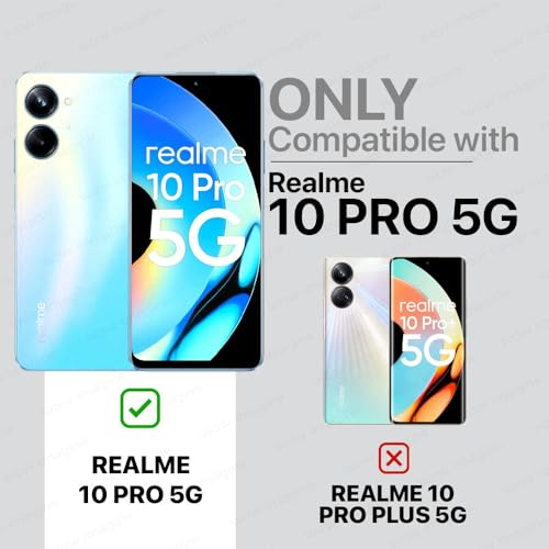 Image of WOW IMAGINE Polycarbonate Back Cover For Realme 10 Pro 5G - Airedge Technology | Crystal Clear Transparent Mobile Case Cover | Hard Bumper | Full Armor Shockproof Device & Camera Protection | Black