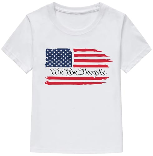 Image of Toddler Boys 4th of July Shirts Kids American Flag T-Shirt Girls Patriotic Short Sleeve Tees Cotton Top Clothes 1-7T