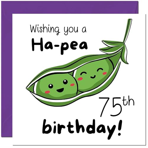 75th Birthday Card for Men Women Cute Pea Funny Birthday Card for 75 Year old Woman Nan Grandma Mum Aunt Ladies Nan Friend Sister Seventy Five, Seventy Fifth Nanny