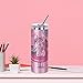 PYD Life Sublimation Blank Glitter Skinny Tumbler Pink 20 OZ Straight Stainless Steel Coffee Cups with Lid and Metal Straw for Tumbler Heat Press Sublimation Oven Printing 4 Pack