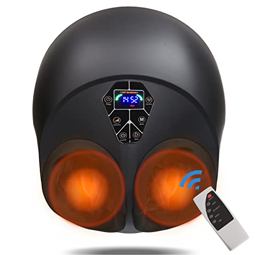 Masseur de Pieds avec Chaleur, avec Télécommande, 10 Modes, 9 Intensité Réglable, Shiatsu Rouleaux, Compression d'Air pour Relaxation des Pieds à la Maison et au Bureau, Noir Cover
