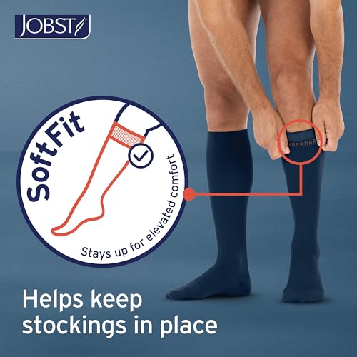 Image of JOBST 113155 forMen Casual Compression Sock, 20-30mmHg, Knee High, Navy, Medium