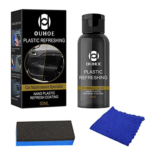 Voiakiu restauración Placas automóviles, Recubrimiento revitalizante para plásticos, Agente restaurador Piezas plástico, restaurador Exterior Coche con Esponja