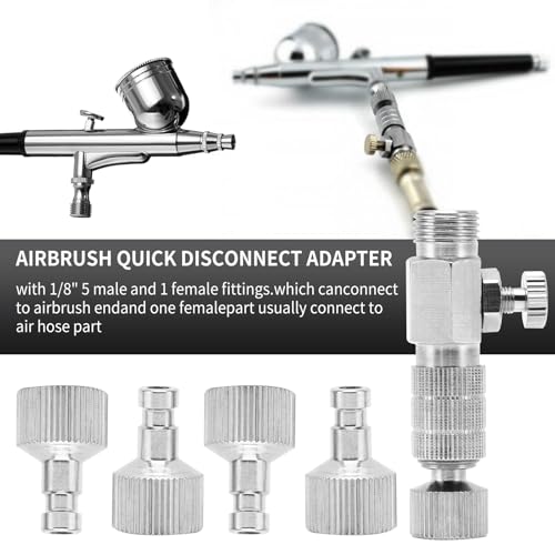Image of Tbest Harder Steenbeck Airbrush Quick Connect,Airbrush Quick Release Disconnect Adapter 1 /8 in BSP Male and Female Connections Adapter with Adjustable Control Valve Airbrush Accessories