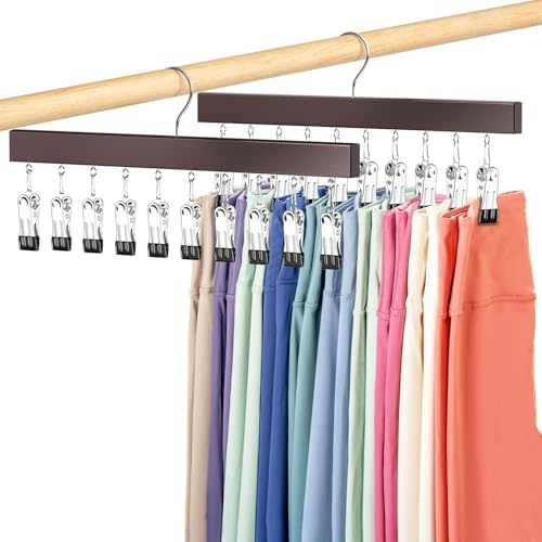 Legging Organizer for Closet 2 Pack, Pants Hangers with Clips Hol...