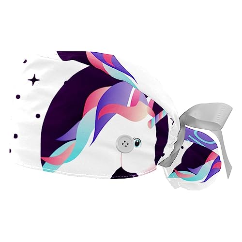 Berret Bouffant Licorne et étoiles avec bande anti-transpiration VERED lot de 2