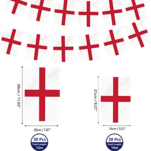 Image of AhfuLife 33 Ft England String Flags Banner for World Cup Decorations 2026, 30 Pcs Small St George String Bunting Flags - Double Sided for National Day Football Sports Events Celebration(5.5x8.3 Inch)