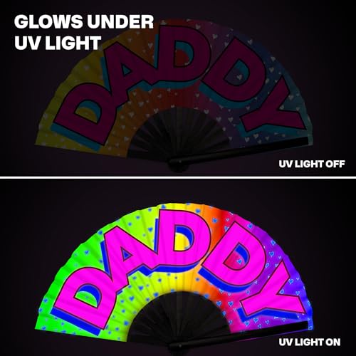 SoJourner Bags Rainbow Fan - Rave Fan and Festival Fan - Large Folding Fan for Halloween, Raves Outfits for Women & Rave Accessories - Clack Fan Hand Fan