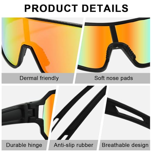 Image of PROBEROS Cycling Sunglasses for Men Stylish, UV400 Tinted Polarized Sunglasses Fashion Sport Set, Unique Frame Design, Outdoor Anti-Glare for Cycling, Driving, Hiking