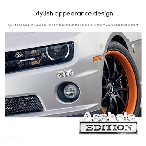 image for Augeny Asshole Edition Emblem Car Decal, 3D Metal Auto Front Hood Lett