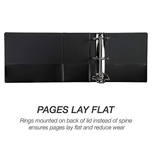 Image of Samsill Durable 6 inch 3 Ring Binder, Locking D Ring Binder, Customizable Clear View Cover, Black, Holds 1225 Pages