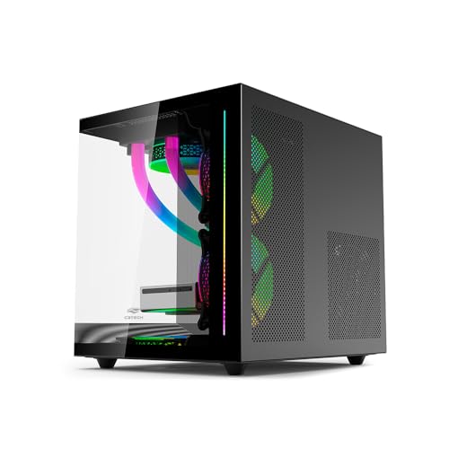 Gabinete AQUARIUS Gaming C3Tech MT-G810BK Preto frontal e lateral...