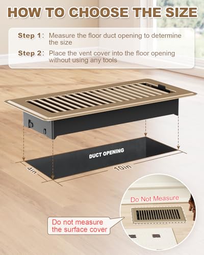 Image of 4 x 10 Floor Register, 8 Pack Brown Vent Covers for Home Floor, Heavy-Duty Steel Registers with Adjustable Airflow, Easy Installation, Rust-Resistant for Living Room, Bedroom and Bathroom