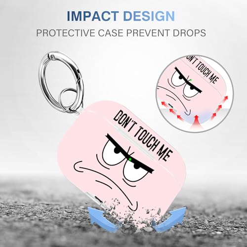 Image of for Airpods 3rd Generation Case,Don't Touch Me Cool Cover with Lanyard Big Eyes Cute Cartoon for Airpods 3rd Generation Case,Soft Shockproof Cover for Women Men-Pink
