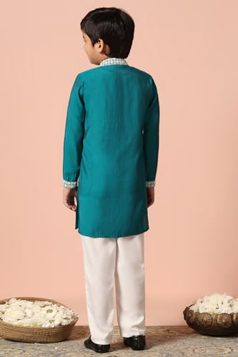 Image of Fashion Dream Boy's Chanderi Silk Embroidered Kurta Pajama Set|Boys Kurta Set|Kids Ethnic Set