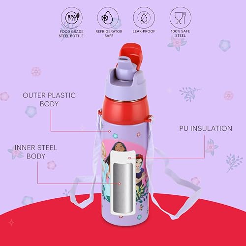 Image of CELLO Kidzbee Era 600 Insulated Kids Water Bottle 520 ml, Lavender | 3D Touch & Feel Dream Weavers Design One Hand Grip Lightweight Leakproof Easy Sip Flip Cap Insulated Water Bottle for School Kids