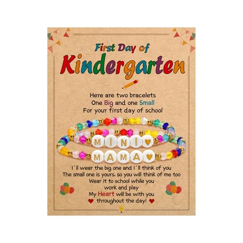 BAYLAY First Day of Kindergarten Bracelet Gifts - Colorful Beaded Bracelets Mommy and Me Kindergarten Bracelet Back to School Gifts Stuff Supplies Mother and Daughter Bracelets