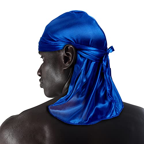 ECOMBOS Silk Durag Ligero Cómodo Transpirable Moda Du Rags Durag Wave Cap para Hombres y Mujeres, zafiro, M-L Cover