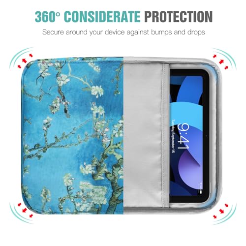 Image of TiMOVO 9-11 inch Tablet Sleeve Bag Carrying Case with Strap, Apricot Blossom | Fits iPad A16 11 inch, Pad Air 11 /5th & 4th 10.9 inch, 10th Gen /10.2 inch, Galaxy Tab A11 Plus, Multi-Pocket, Handle, Padded Protection